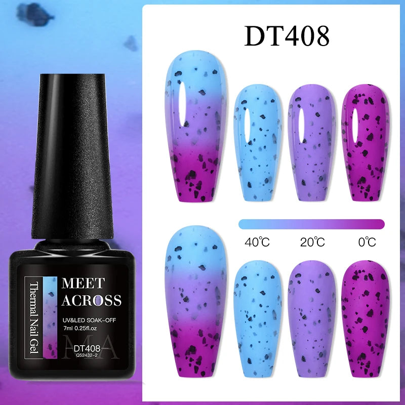 MEET ACROSS 75 Colors Thermal Nail Gel Polish 3 Colors Changing Nail Art Supplies for Manicure DIY Design Long Lasting UV/LED