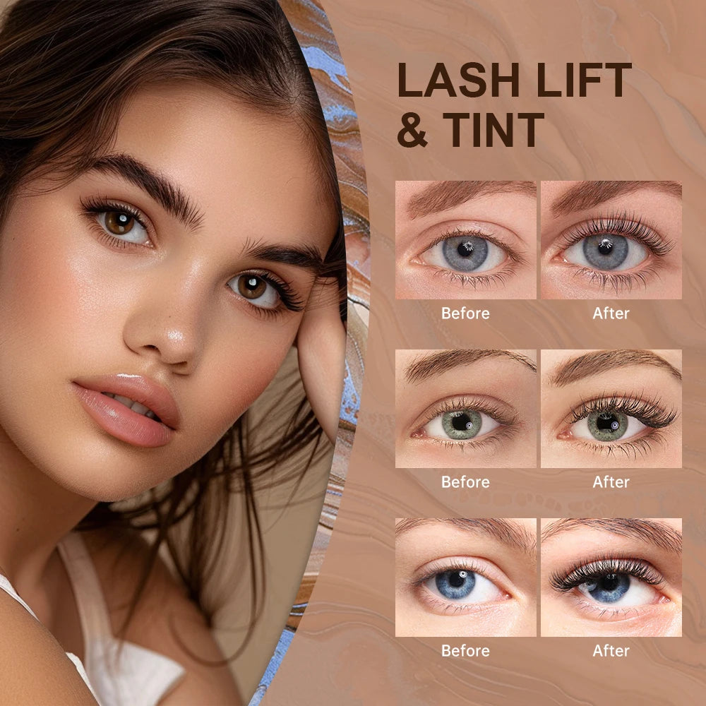Lash Fast Lift And Tint Kit Professional Eyelash Perm Kit 2 in 1 Lashes Tint Brow Lashes Tint Brow Dye Eyes Makeup Tools