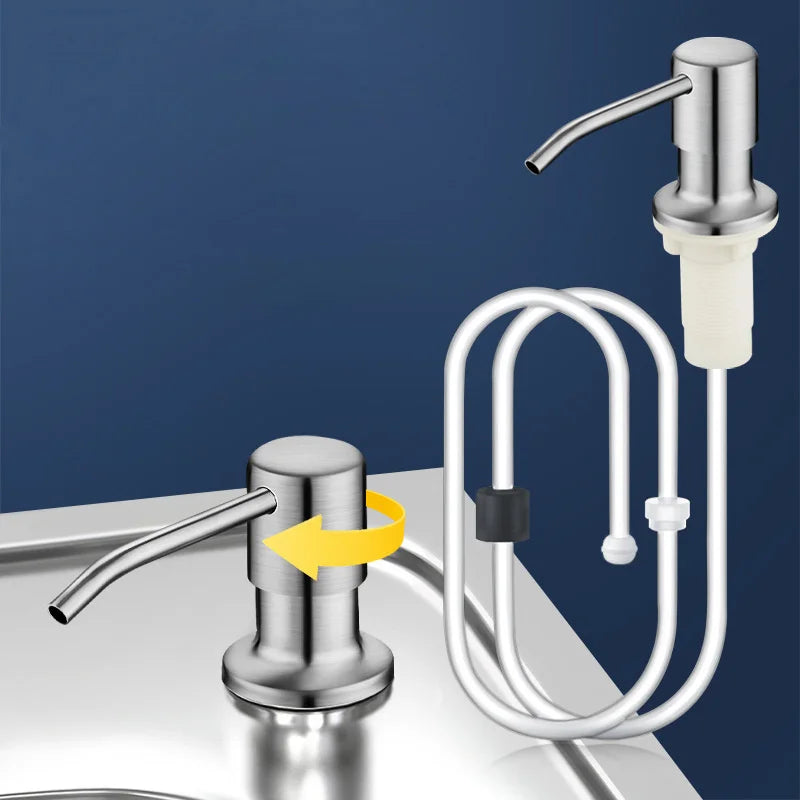 Sink Liquid Soap Dispenser Pump Stainless Steel Liquid Soap Bottle Sink Mount Hand Pressure Soap Dispenser Bottle Kitchen
