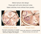 OLEVS 3605 Women's Watches Top Brand Fashion Mechanical Wristwatch Zircon Scale Watch for Ladies Waterproof Chronograph Date