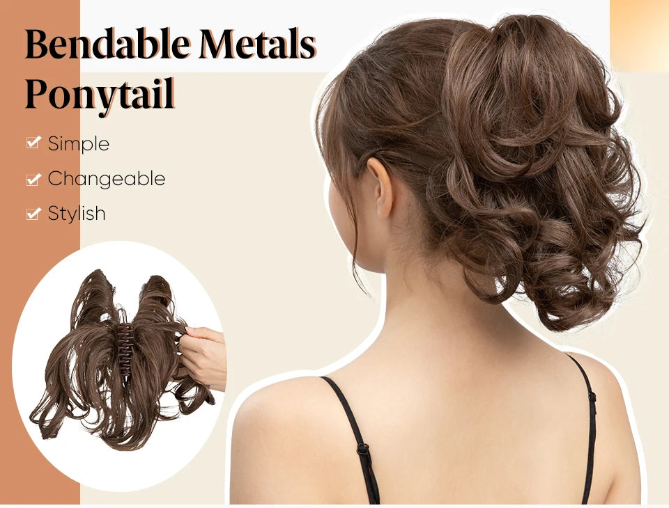 Synthetic Diy Claw Clip In Ponytail Hair Extensions Hairpiece Hair Bun Fake Black Blonde Natural Hair False Pigtail for Women