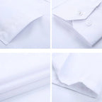 New Men Formal Shirt Long Sleeve Office Solid Color Anti-Wrinkle Fashion Business Pocket White Blue Social Pocket Shirts 6XL 7XL