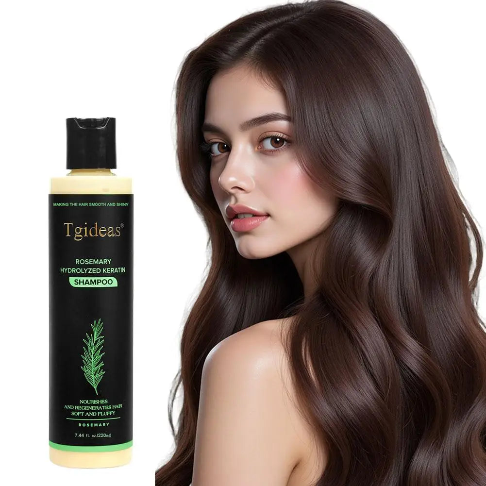 220ml Tgideas Organic Rosemary Hair Growth Shampoo Hydrolyzed Keratin Nourish Scalp Reduce Loss Unisex Shampoo Dry Fragile Hair