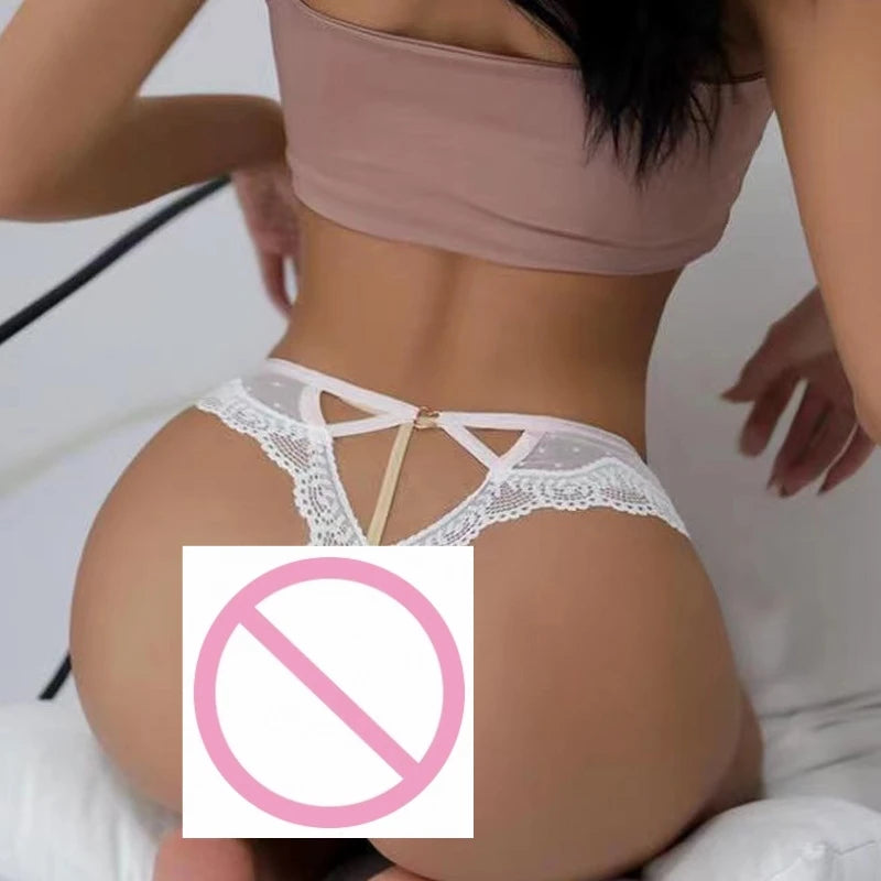 Transparent Lace Lady thong sexy Hollow Out Women's Lingerie Polka Dot Mesh T pants Seamless low-waisted Female G-string Tanga