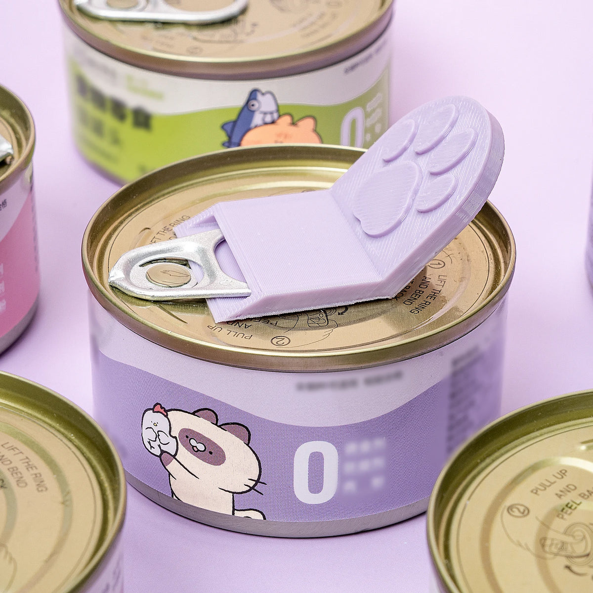 Cute Non-Slip Grip Cat Food Can Opener Easy-Clean Ergonomic Bottle Opener Cat Paw Plastic Canned Food Opener Cat Food Cans