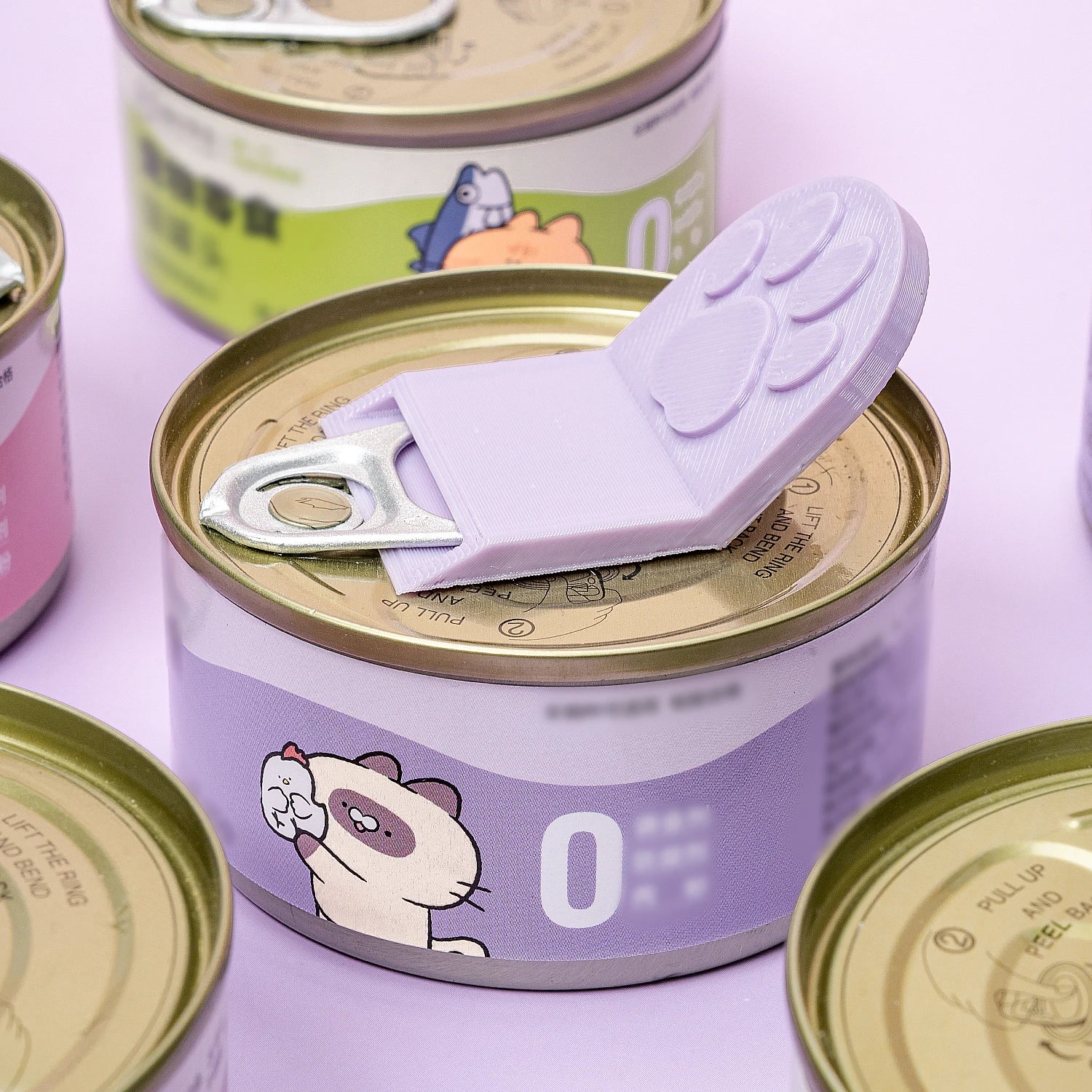 Cute Non-Slip Grip Cat Food Can Opener Easy-Clean Ergonomic Bottle Opener Cat Paw Plastic Canned Food Opener Cat Food Cans