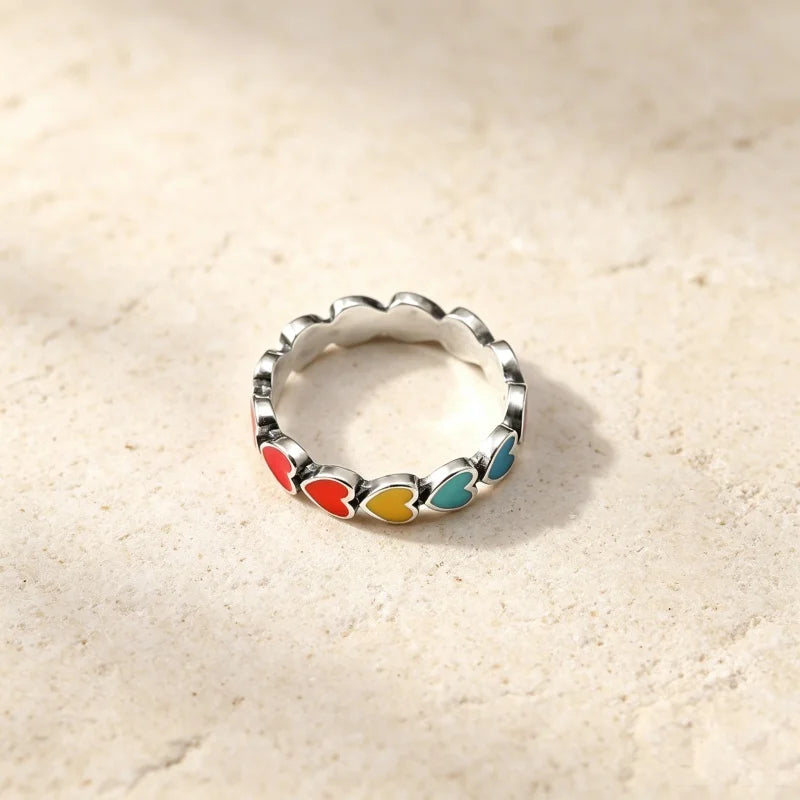 S925 sterling silver James Avery Enamel Connected Hearts Ring