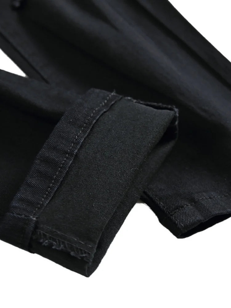 Skinny Fashion Men's Ripped Jeans Slim Breathable Soft Washed Streetwear Trousers Male Spring Autumn Elastic Hole Denim Pants