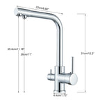 Chrome Purified Water Kitchen Faucet Pure Water Filter Deck Mounted Faucet Crane Dual Handles Hot Cold Water Mixer Taps