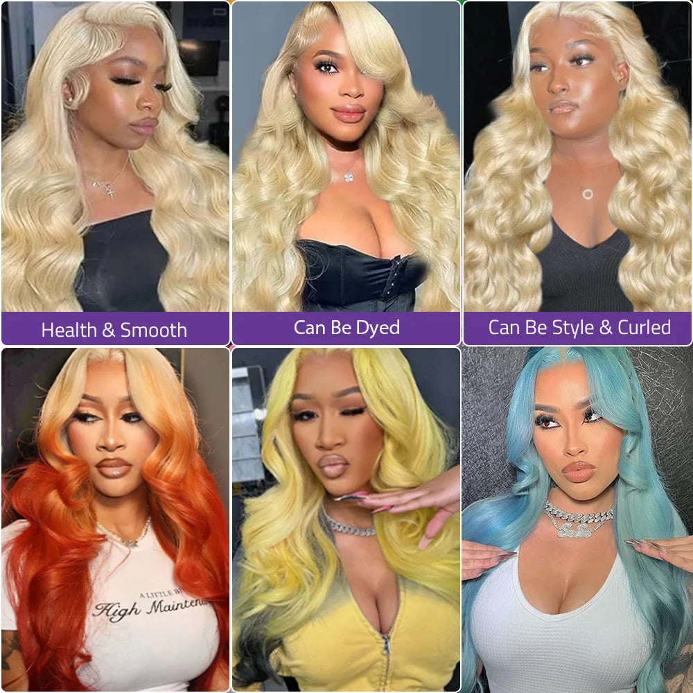 Honey Blonde 613 HD Lace Frontal Wig 13x6 Human Hair Body Wave Wigs for Women 36 Inch 200 Density Brazilian 13x4 Lace Front Wigs
