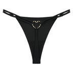 Women’S Low Rise Thong Sexy Panties Double Love Buckle Strap G-String Sports Thongs Breathable Underpants for Fine Womens Белье