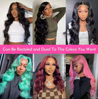 40 42 Inches Silky Smooth Natural Black Body Wave Virgin Lace Wig 16 To 42 Inches 13x6 Wide HD Lace Front 13x4 Daily Lace 250 Density Pre Plucked Undetectable Hairline