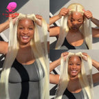 613 Glueless Wigs Human Hair 5x5 Lace Closure Wig Bone Straight Blonde Pre Plucked Glueless Wig Remy Human Hair Wigs Ready To Go