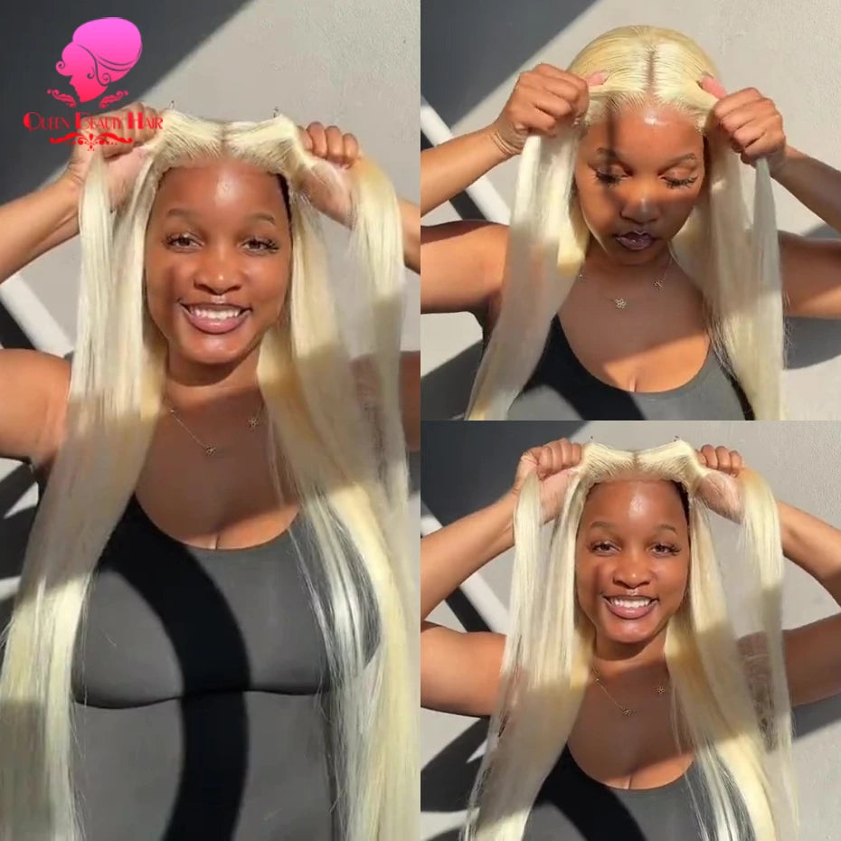 613 Glueless Wigs Human Hair 5x5 Lace Closure Wig Bone Straight Blonde Pre Plucked Glueless Wig Remy Human Hair Wigs Ready To Go