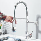 Kitchen Pull-Down Spring Faucet Single-Handle Hot and Cold Mixer Dual-Color Nozzle with 2 Water Modes 360-Degree Rotation