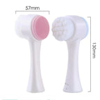 3D Double-sided Manual Facial Cleansing Brush Soft Silicone Bristles Deep Pore Cleansing Exfoliating Face Wash Brush Beauty Care