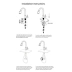 Brushed Black Rotating Kitchen Sink Faucet, Single Hole, Single Handle, Pull-Out Sprayer/Mixer Faucet