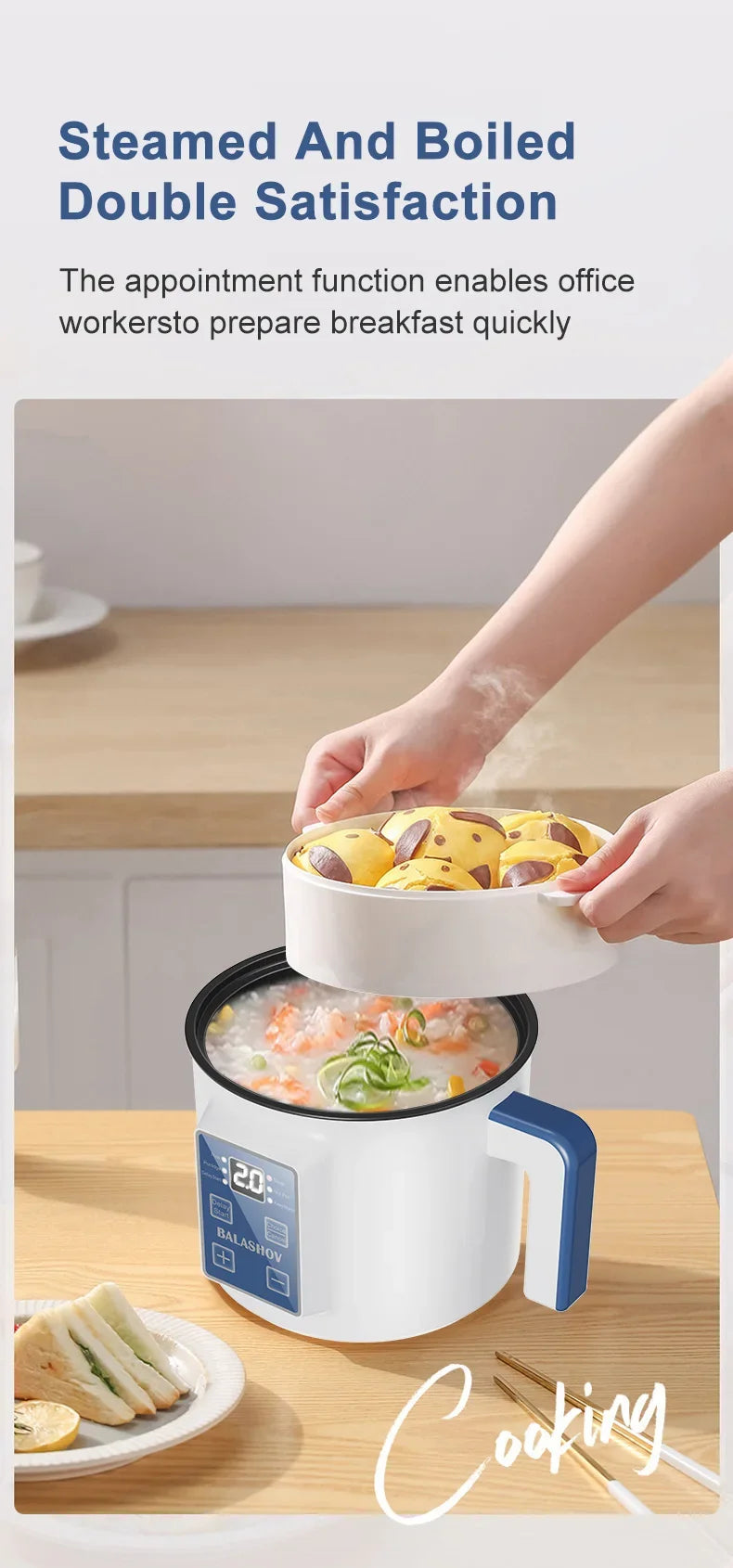Mini Electric Rice Cooker Double Layer Multi Cooker Non-Stick Smart Single MultiCooker Steamed Rice Pot for Home Electric Cooker