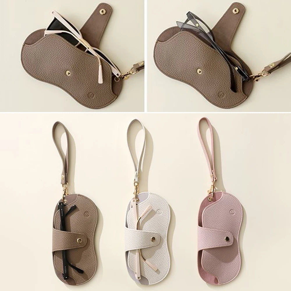 Soft Lychee Pattern Pu Leather Glasses Bag Retro Sunglasses Case Portable Myopia Frame Case Simple Eyeglasses Bag