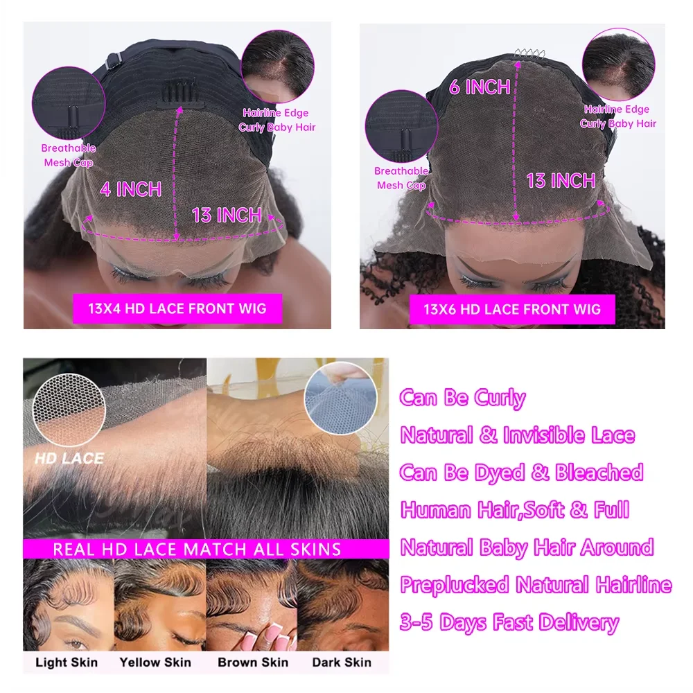 Natural Color Long Body Wave Human Hair Wig 13x6 13x4 360 7x6 HD Lace Frontal Closure 40 46 Inch Human Hair No Shed No Tangle for Women Daily Wear