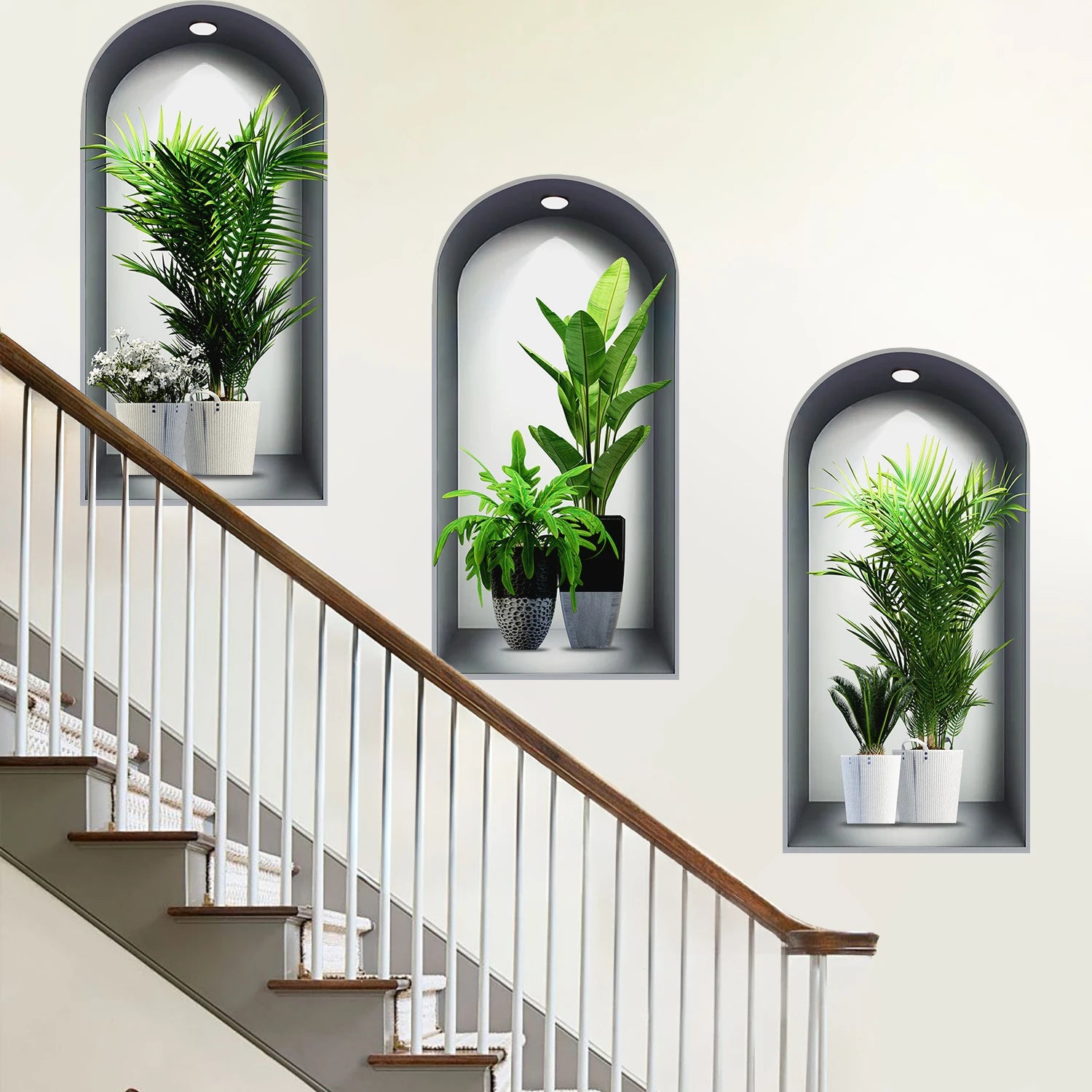 18 Styles Simulated Archway Niche Potted Plant Painting Wall Stickers Bedroom Living Room Hall Peel & Stick Art Mural Decals