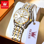 OLEVS 5513 Woman Watch Luxury Diamond Scale Dual Calendar Stainless Steel Strap Waterproof Watches Elegant Ladies Wristwatcheses