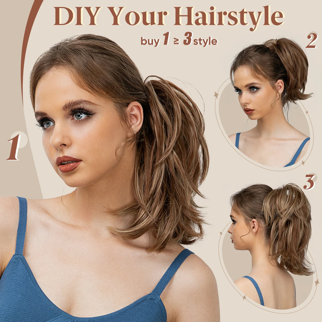 SARLA Synthetic Diy Claw Clip In Ponytail Extension Hairpiece Hair Bun Fake Blonde Hair False Pigtail for Women