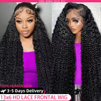 200% Density 13x6 13x4 Deep Wave Hd Lace Frontal Wigs Human Hair 30 40 Inch Wet And Wavy Loose Water Wave Lace Front Wig 360 Curly Lace Frontal Human Hair Lace Wigs For Women Human Hair 100% Human Hair