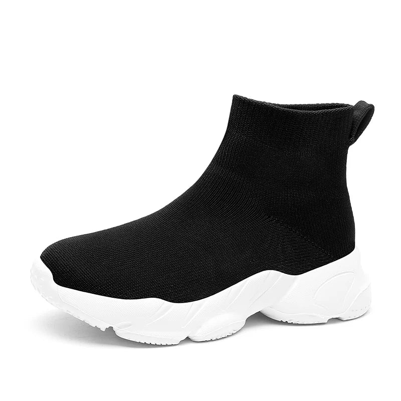 New High Top Fashion Knit Comfortable Walking Shoes Boys Girls Breathable Sneakers Kids Children Casual Sports Shoe Socks Tennis