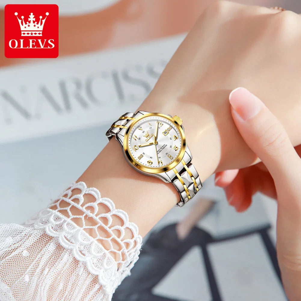 OLEVS elegant ladies' watches fashion trend 30m waterproof quartz watch for women calendar brand luminous genuine wristwatch