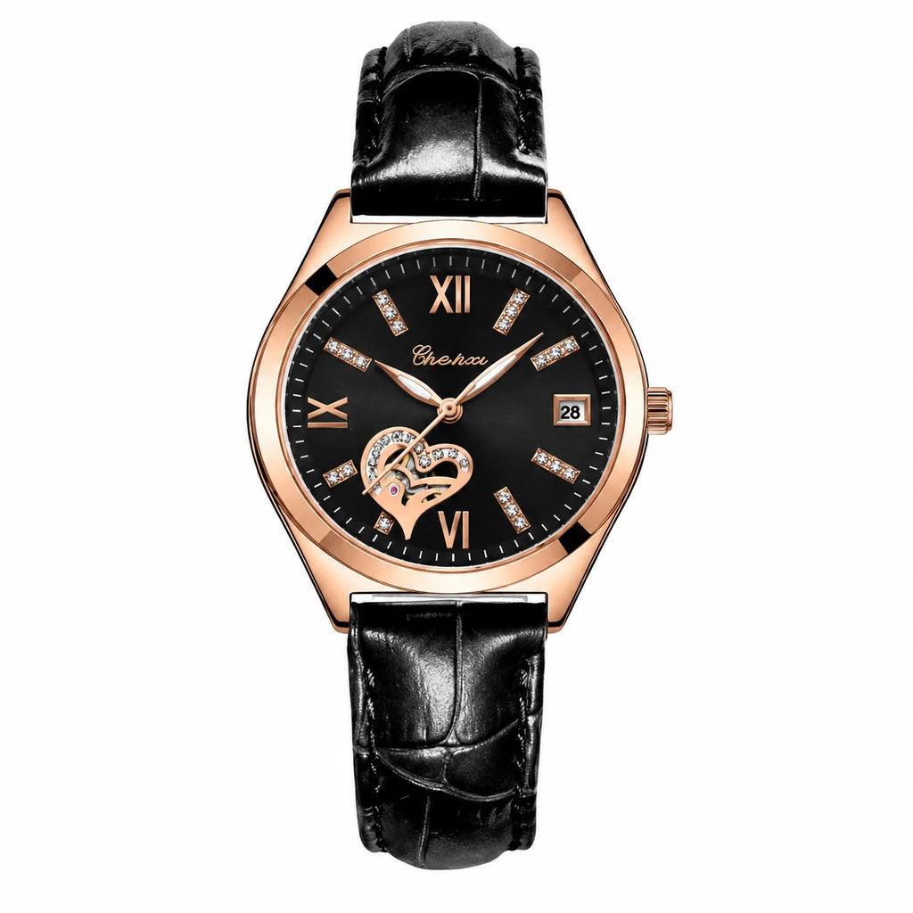 RUIXINE Fashion Woman Watches Waterproof Luminous Date Leather Quartz Wristwatch Elegant Dress Ladies Watch For Woman's Gift