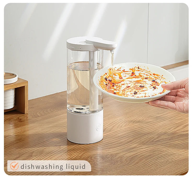 Kitchen 500ml Automatic Liquid Soap Dispenser USB Rechargeable Touchless Hand High Capacity Detergent Bathroom Dispenser