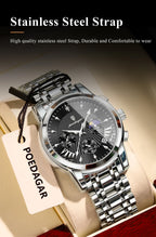 POEDAGAR Original Military Men Watches Waterproof Luminous Date Chronograph Man Watch Stainless Steel Men's Quartz Watches Reloj