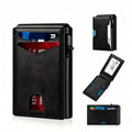 Men Carbon Fiber RFID Pop‑Up Credit Card Holder Magnetic Closure Slim Wallet With ID Window External Card Pocket