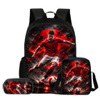Kids 3Pcs Set Backpack Football Star Student School Shoulder Bag Pencil Bags Ronaldo Bookbag CR Rucksack Best Gift