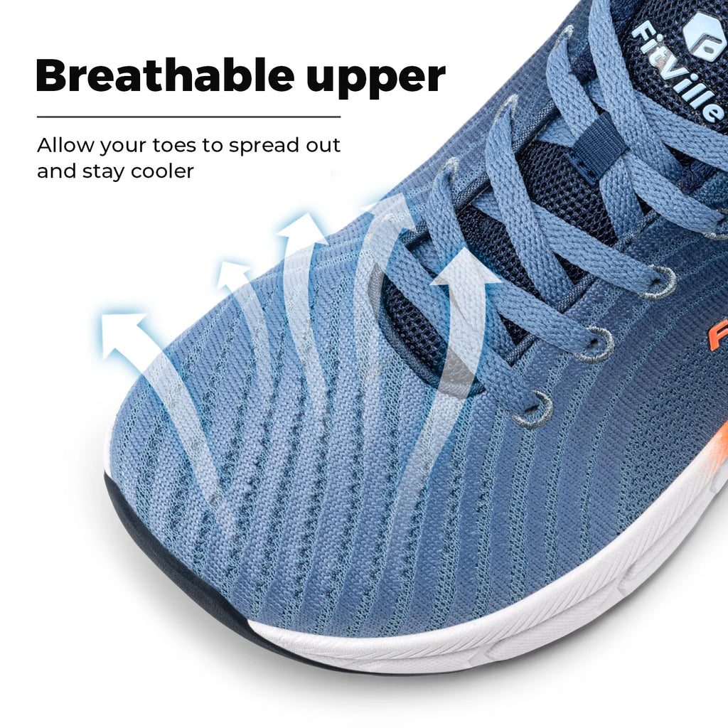 FitVille Men's Running Shoes Comfortable Wide Toe Box Walking Jogging Shoes Cushioning Man Sports Sneakers for Men Lightweight