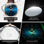 OLEVS 2935 Business Casual Men's Watch Waterproof Leather Strap Luxury Brand Date Week Temperament Trend Quartz Men's Watch
