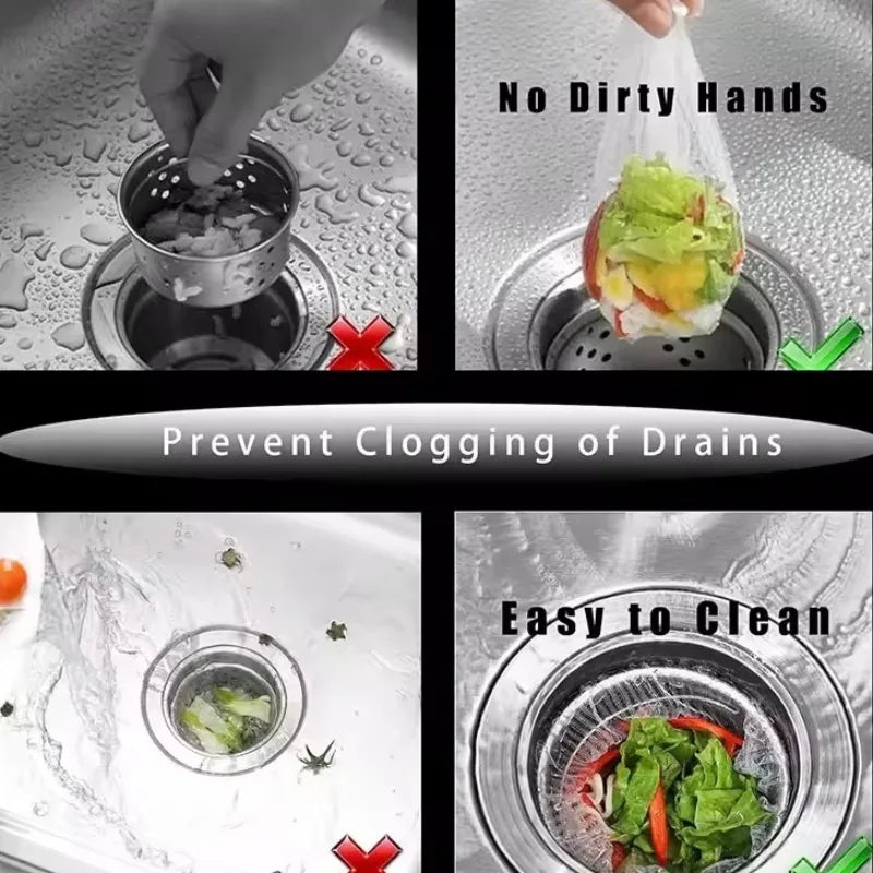 100/200 Disposable Kitchen Sink Filter Sewer Drain Anti-blocking Garbage Bag Pool Leak Mesh Bag Mesh Strainer Sink Garbage Net