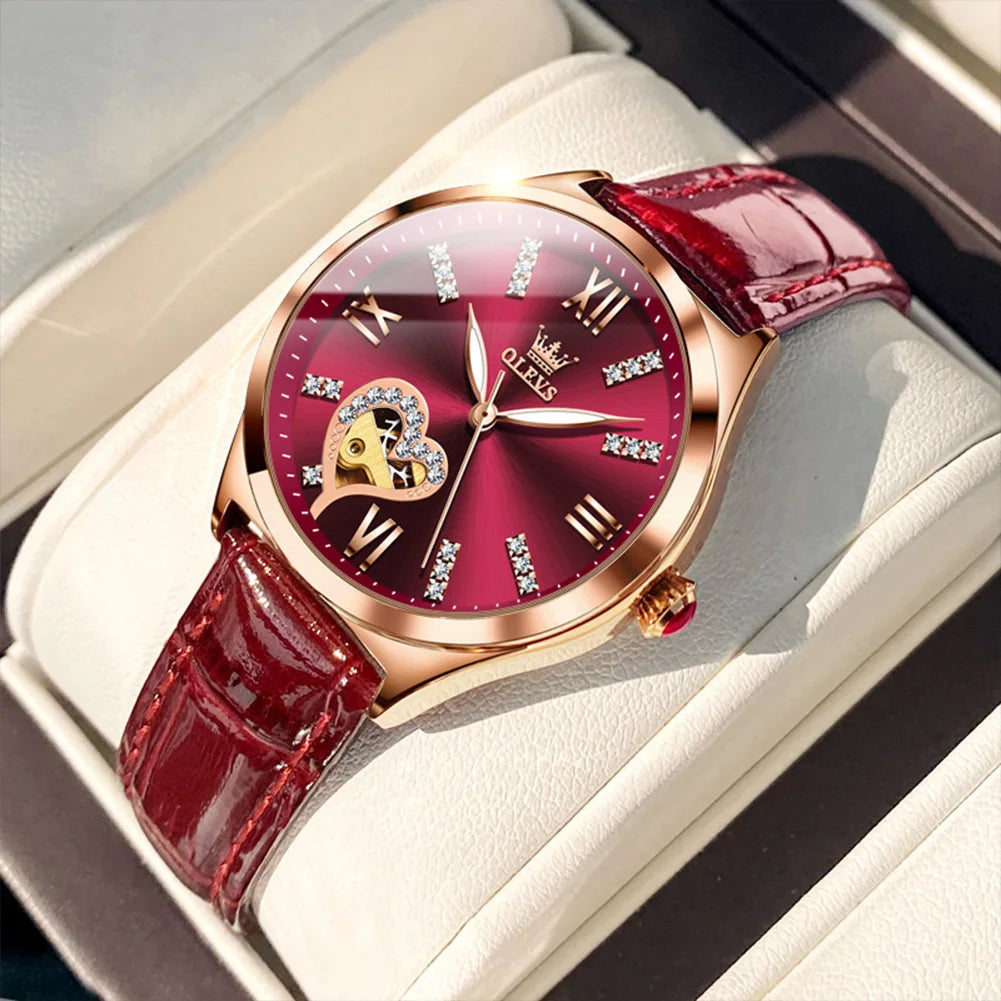 2026 New OLEVS Rose Gold Steel Women's Watches Luxury Brands Automatic Mechanical Watch For Women Fashion reloj para mujer