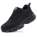Safety Shoes Men Steel Toe Boots Anti-smash Anti-puncture Safety Work Shoes Men Lightweight Breathable Protective Shoes Black