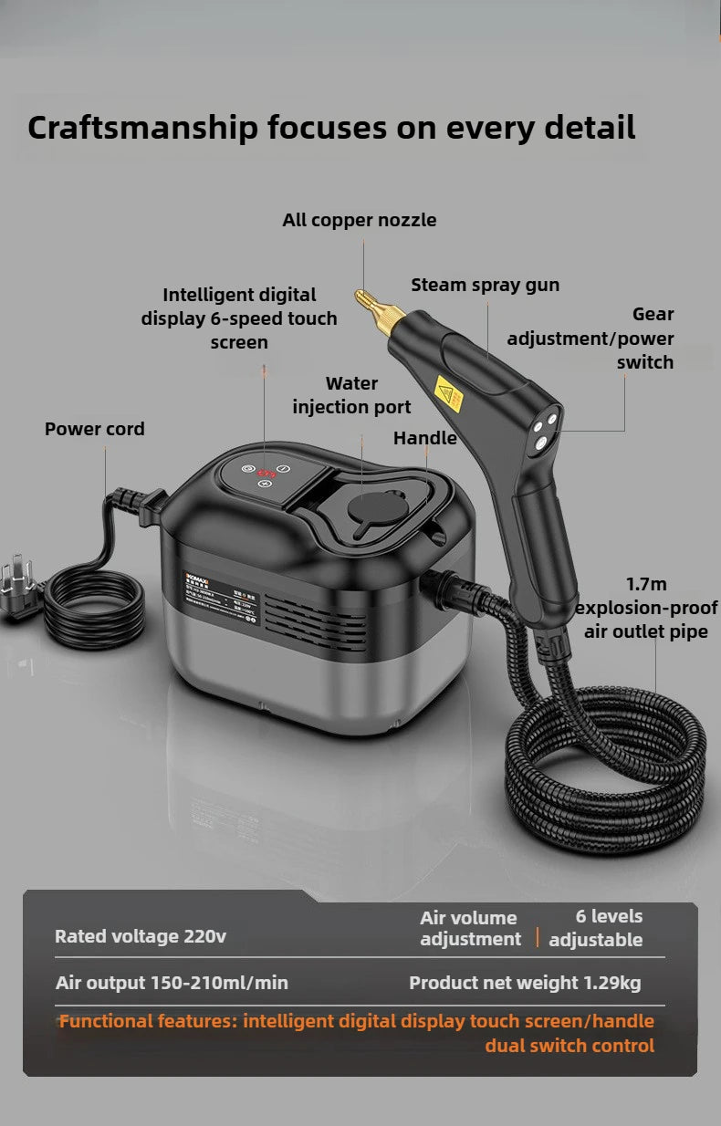 2500W Household high pressure steam cleaner Portable Handheld cleaner Air conditioner Kitchen Car Hood Steam Cleaning machine