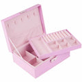 2 Layer Double-layer Jewelry Box PU Leather Elegant Leather Jewelry Organizer with Lock Large Capacity Necklace Earring Box
