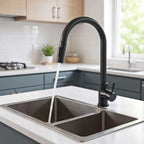 Brushed Black Rotating Kitchen Sink Faucet, Single Hole, Single Handle, Pull-Out Sprayer/Mixer Faucet