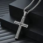 Hip-Hop Men's Trendy Stainless Steel Chain Cross Pendant Necklace - Punk Rock Style Fashion Accessory