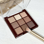 Chocolate Brown Eyeshadow Palette 9 Shades Matte Shimmer Long Wearing Cruelty Free Makeup