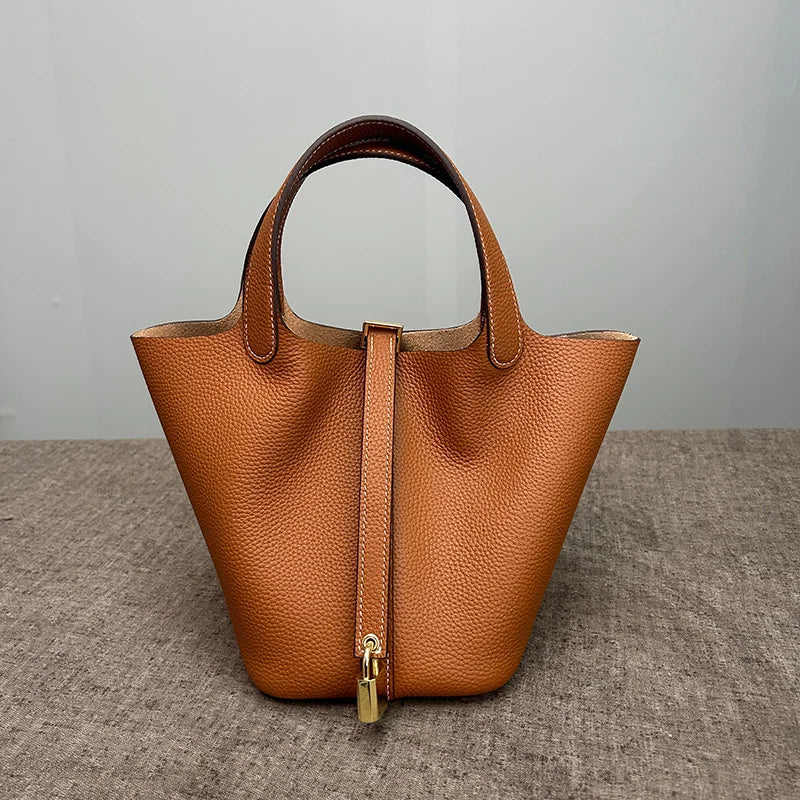 Brand Bucket Bag 18 22CM Women's Bags Trend 2026 Handbag Genuine Leather Luxury Designer Hand Bag Ladies New In Tote Bag