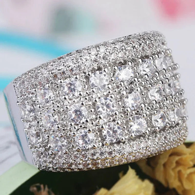 Classic Women's Ring Fashion Casual Simple Jewelry All Sparkly Cubic Zircon Party Luxury Wedding