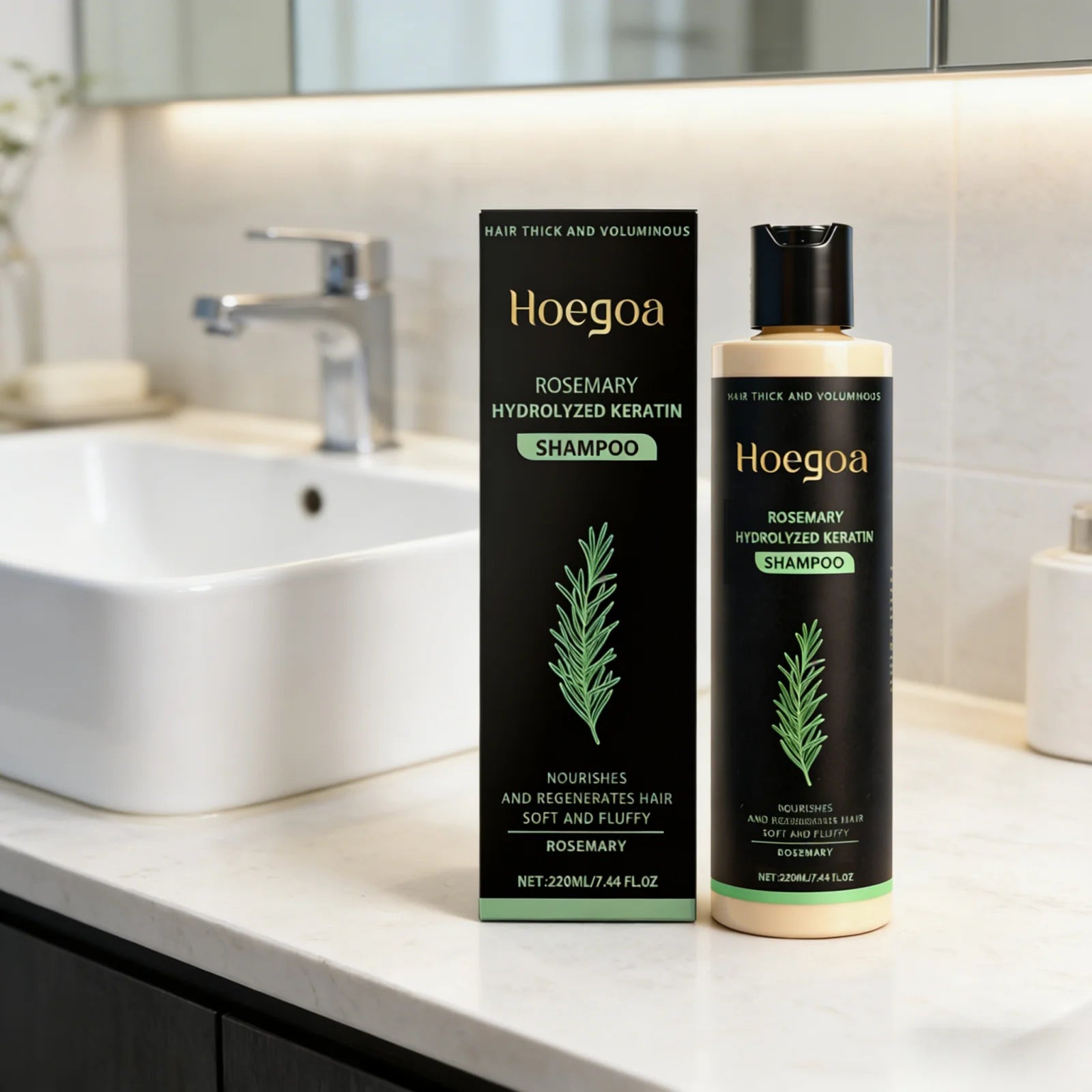 Hoegoa Rosemary Hydrolyzed Keratin Shampoo Strengthening Hair Cleaning Lightweight Hair Loss Treatment Hair Regrowth Shampoo