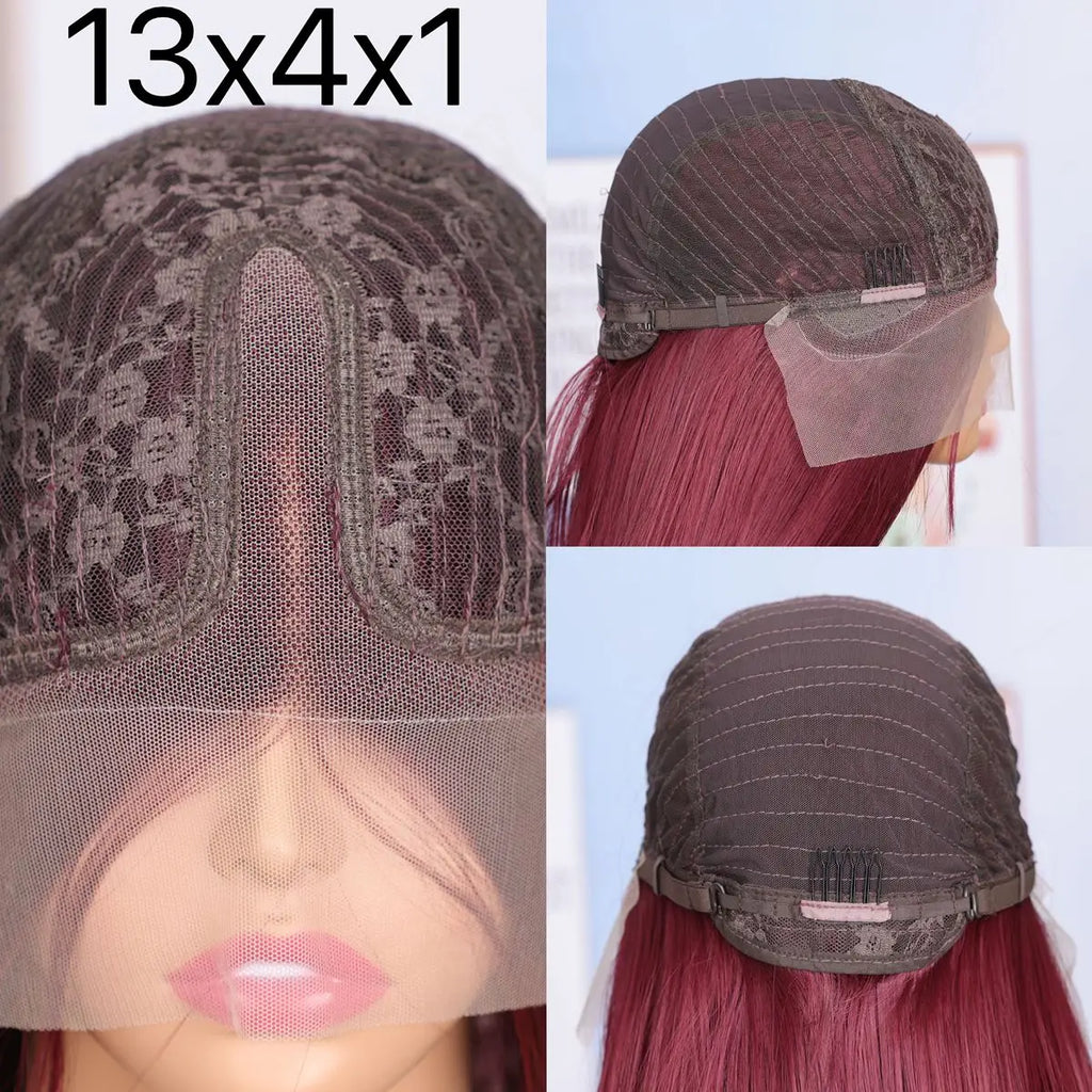 Body Wave Soft Hair 99J Red Burgundy 613 Blonde Ginger Brown Color 13X4X1 HD Lace Frontal Wig Prepucked Glueless Wig Daily Party