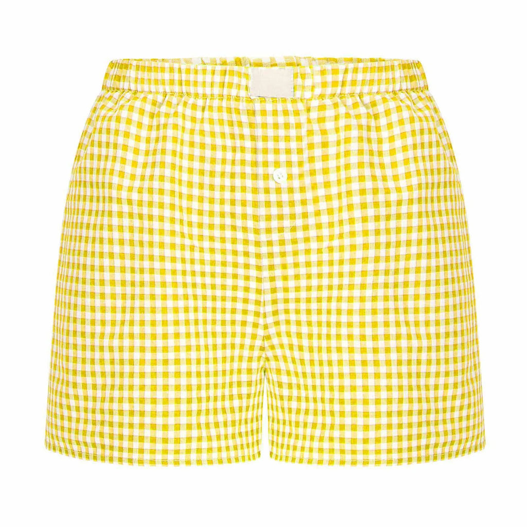Youthful Summer Women's Casual Plaid Shorts Teenage Girls Elastic Waistband Lace-Up Classic Versatile Fashionable Summer Shorts